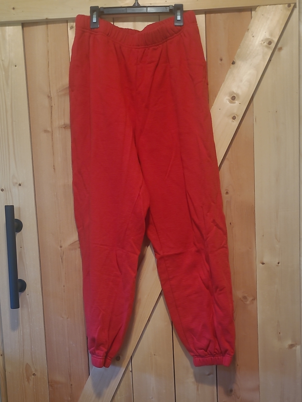 Garage Red Elastic Waist Jogger Pants